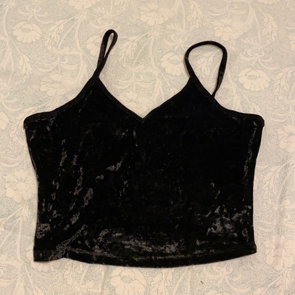 Sexy Soft Black Velvet Tank Top Size: M